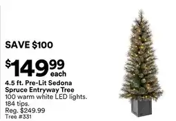 Michaels 4.5 ft. Pre-Lit Sedona Spruce entryway Tree offer