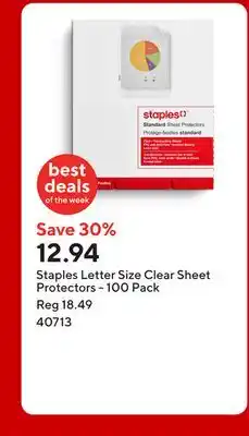 Staples Staples Letter Size Clear Sheet Protectors - 100 Pack offer