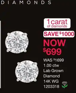 Charm Diamond New Brilliance 14K White Gold Lab Grown 1.00CTW Diamond Stud Earrings offer