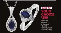 Charm Diamond 10K White Gold Sapphire & Diamond 18 Pendant offer