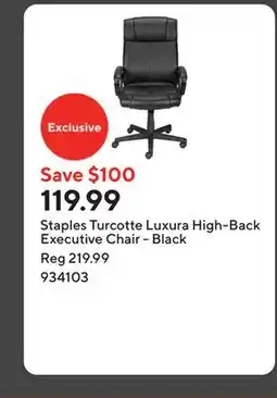 Staples Staples Turcotte Luxura High-Back Executive Chair - Black offer