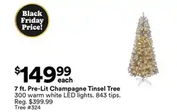 Michaels 7 ft. Pre-Lit Champagne Tinsel Tree offer