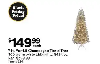 Michaels 7 ft. Pre-Lit Champagne Tinsel Tree offer