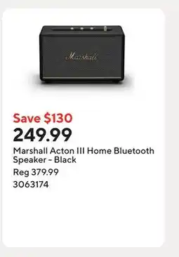 Staples Marshall Acton III Home Bluetooth Speaker - Black offer