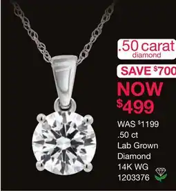 Charm Diamond New Brilliance 14K White Gold Lab Grown 0.50CT Diamond Solitaire Pendant offer