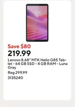 Staples Lenovo 8.68 MTK Helio G85 Tablet - 64 GB SSD - 4 GB RAM - Luna Grey offer