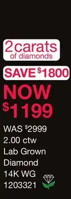 Charm Diamond New Brilliance 14K White Gold Lab Grown 2.00CTW Diamond Stud Earrings offer