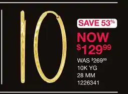 Charm Diamond 10K Yellow Gold Diamond Cut Hoop Earring offer