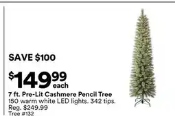 Michaels 7 ft. Pre-Lit Cashmere Pencil Tree offer