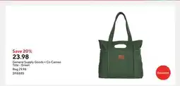 Staples General Supply Goods + Co Canvas Tote - Green offer