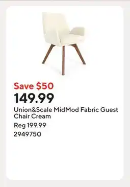 Staples Union&Scale MidMod Fabric Guest Chair Cream offer
