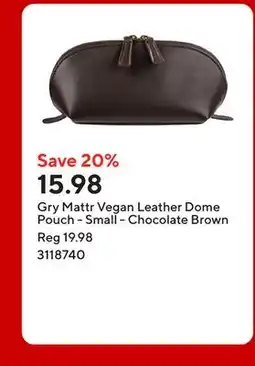Staples Gry Mattr Vegan Leather Dome Pouch - Small - Chocolate Brown offer