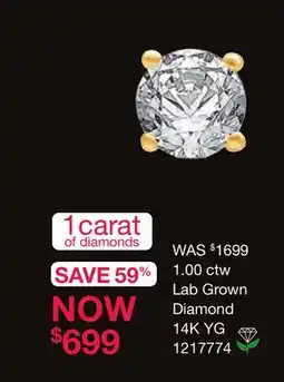 Charm Diamond New Brilliance Lab Grown 1.00CTW Diamond Stud Earrings 14K Yellow Gold offer