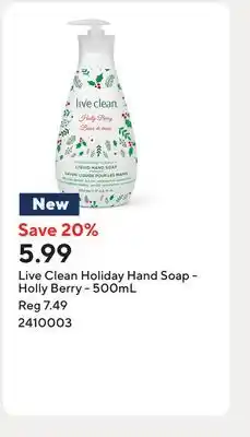 Staples Live Clean Holiday Hand Soap - Holly Berry - 500mL offer