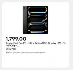 Staples Apple iPad Pro 13 - Ultra Retina XDR Display - Wi-Fi - M5 Chip - 256 GB - Space Black offer