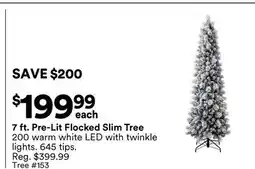 Michaels 7 ft. Pre-Lit Flocked Slim Tree offer