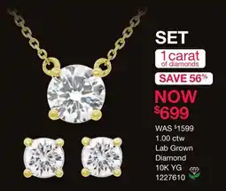 Charm Diamond New Brilliance Lab Grown 1.00CTW Diamond Earring Pendant Set in 10K Yellow Gold offer