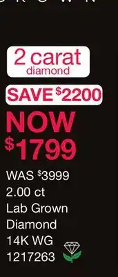 Charm Diamond New Brilliance Lab Grown 2.00CT Solitaire Diamond Pendant in 14K White Gold offer