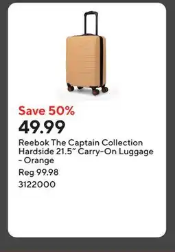 Staples Reebok The Captain Collection Hardside 21.5 Carry-On Luggage - Orange offer