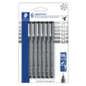 Staples Staedtler Pigment Liners - Black - 6 Pack offer