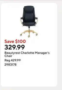 Staples Beautyrest Charlotte Manager's Chair offer