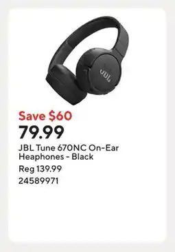Staples JBL Tune 670NC On-Ear Heaphones - Black offer