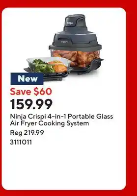 Staples Ninja Crispi 4-in-1 Portable Glass Air Fryer Cooking System offer