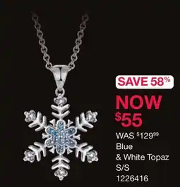 Charm Diamond Sterling Silver White & Blue Topaz Snowflake 19 Pendant offer