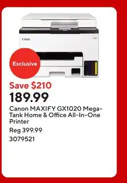 Staples Canon MAXIFY GX1020 MegaTank Home & Office All-In-One Printer offer