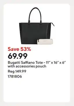 Staples Bugatti Saffiano Tote - 11 x 16 x 6 with accessories pouch offer