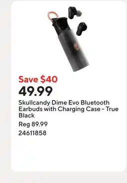 Staples Skullcandy Dime Evo Bluetooth Earbuds with Charging Case - True Black offer