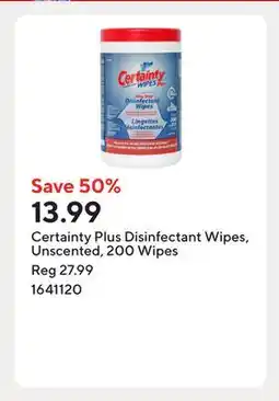 Staples Certainty Plus Disinfectant Wipes, Unscented, 200 Wipes offer