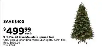 Michaels 9 ft. Pre-Lit Blue Mountain Spruce Tree offer