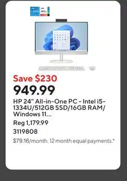 Staples HP 24 All-in-One PC - Intel i5-1334U/512GB SSD/16GB RAM/Windows 11 Home offer