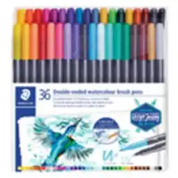 Staples Staedtler Double-Ended Watercolour Brush Pens - 36 Pack offer