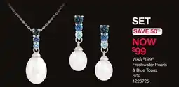 Charm Diamond Sterling Silver FW Pearl & Blue Topaz Earring & Pendant Set offer