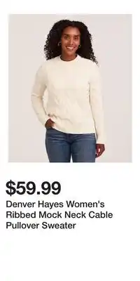 Mark's Denver Hayes Women's Ribbed Mock Neck Cable Pullover Sweater offer