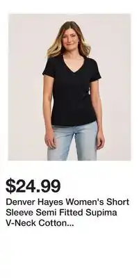 Mark's Denver Hayes Women's Short Sleeve Semi Fitted Supima V-Neck Cotton T Shirt offer