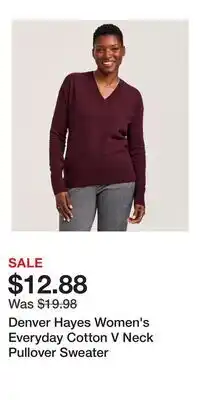 Mark's Denver Hayes Women's Everyday Cotton V Neck Pullover Sweater offer