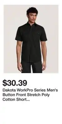 Mark's Dakota WorkPro Series Men's Button Front Stretch Poly Cotton Short Sleeve Work Shirt offer