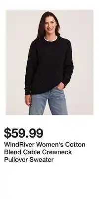 Mark's WindRiver Women's Cotton Blend Cable Crewneck Pullover Sweater offer