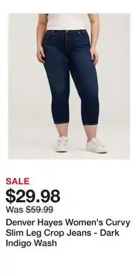 Mark's Denver Hayes Women's Curvy Slim Leg Crop Jeans - Dark Indigo Wash offer