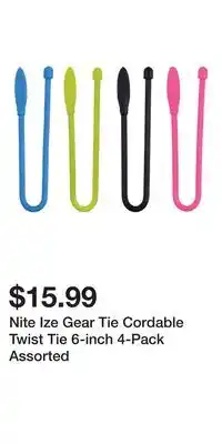 Mark's Nite Ize Gear Tie Cordable Twist Tie 6-inch 4-Pack Assorted offer