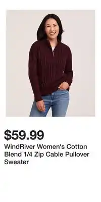 Mark's WindRiver Women's Cotton Blend 1/4 Zip Cable Pullover Sweater offer