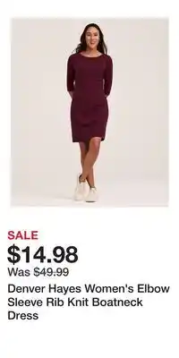 Mark's Denver Hayes Women's Elbow Sleeve Rib Knit Boatneck Dress offer