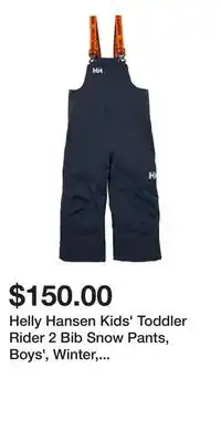 Mark's Helly Hansen Kids' Toddler Rider 2 Bib Snow Pants, Boys', Winter, Waterproof, Insulated offer
