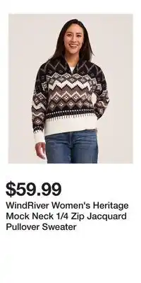 Mark's WindRiver Women's Heritage Mock Neck 1/4 Zip Jacquard Pullover Sweater offer