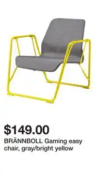 IKEA BRÄNNBOLL Gaming easy chair, gray/bright yellow offer