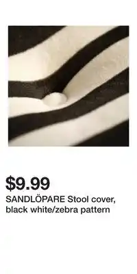 IKEA SANDLÖPARE Stool cover, black white/zebra pattern offer