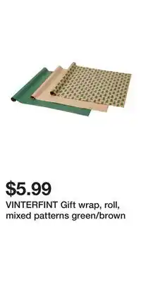 IKEA VINTERFINT Gift wrap, roll, mixed patterns green/brown offer